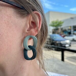 Two Toned Blue Drop Earrings